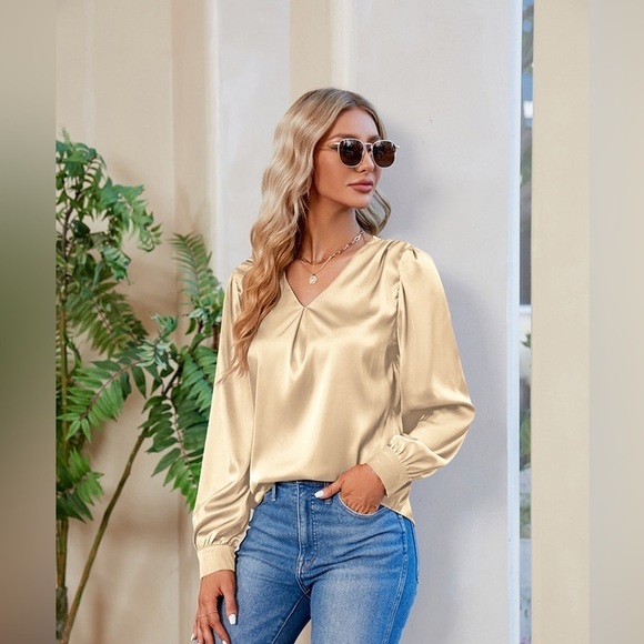 Graceful Comfort V-Neck Long Sleeve Top - Picture 2 of 5